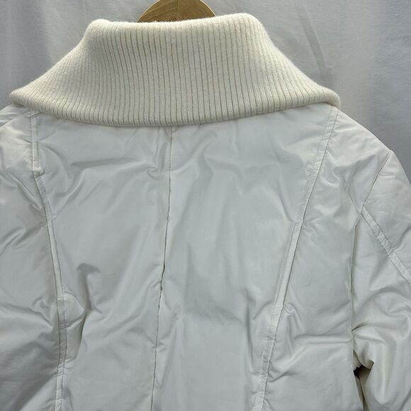 VEEKO Women's Medium 36 Goose Down Puffer Coat Jacket White Collared Pockets - Picture 7 of 16